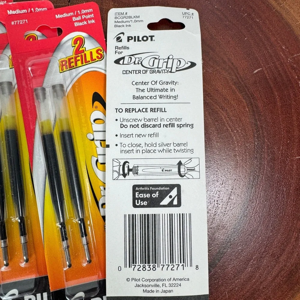 5pk Pilot Dr. Grip Center of Gravity Pen Refills Black Medium 1.0mm 77271 10ct